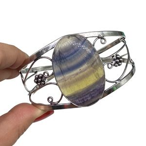 Artisan Silver Cuff with Fluorite Stone